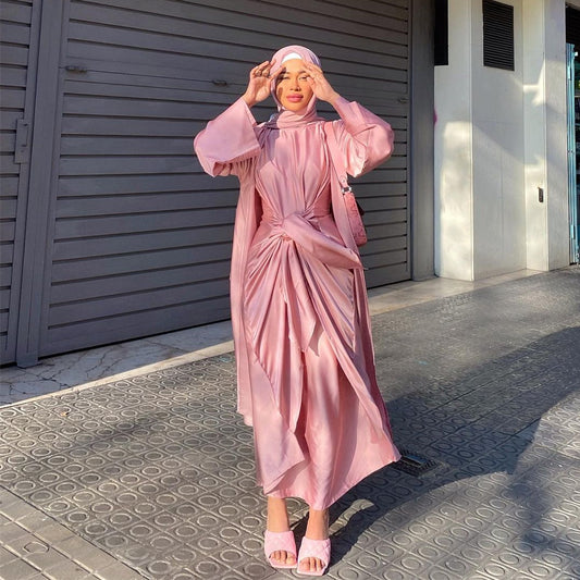 Women's Solid Color Two-piece Muslim Suit